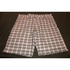Burnside White Gray Plaid Polyester Mens Size 38 Shorts Golf